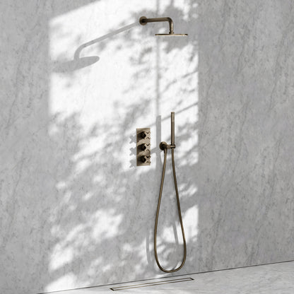 Regal Brushed Bronze Crosshead Thermostatic 2-Way Mixer Shower System