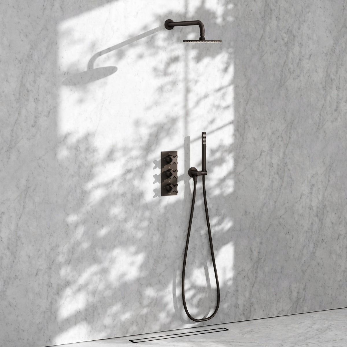 Regal Deep Bronze Crosshead Thermostatic 2-Way Mixer Shower System