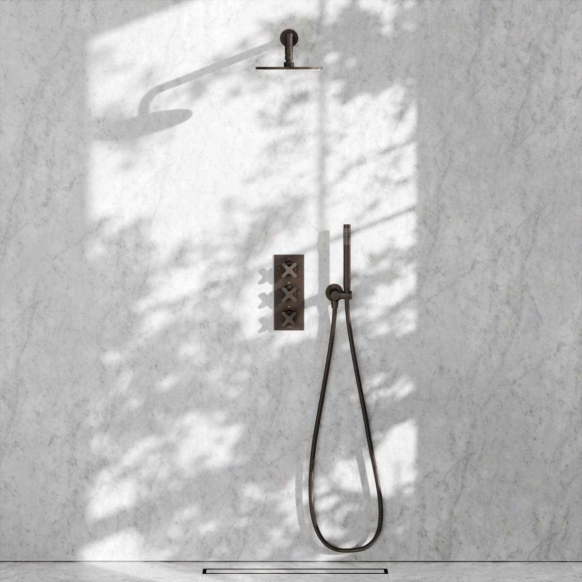 Regal Deep Bronze Crosshead Thermostatic 2-Way Mixer Shower System