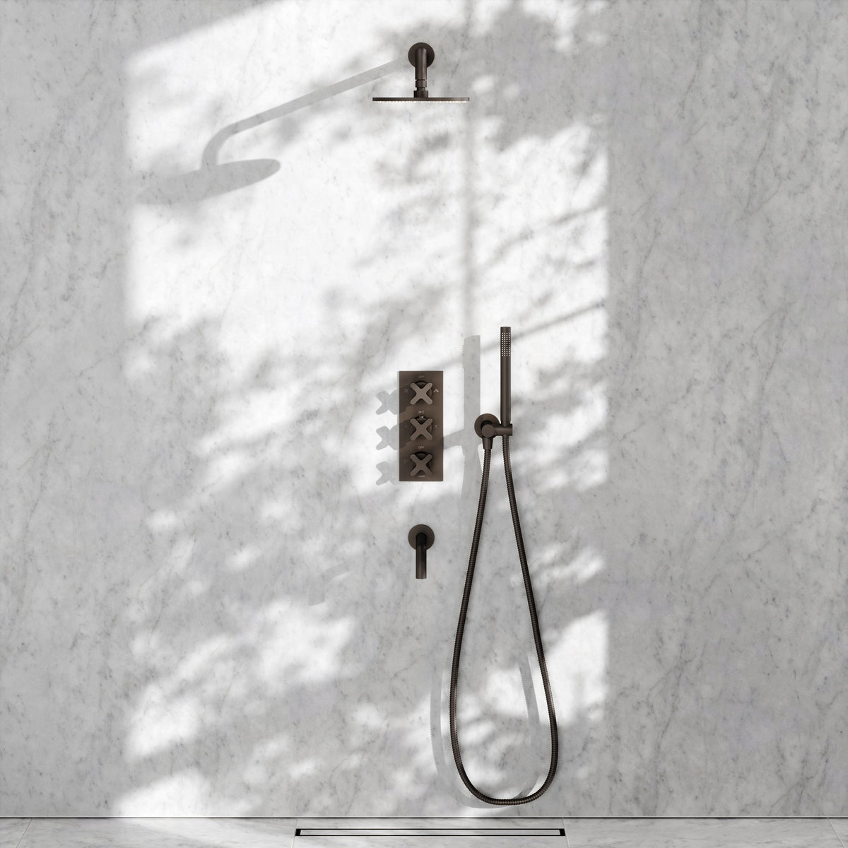Regal Deep Bronze Crosshead Thermostatic 3-Way Mixer Shower System