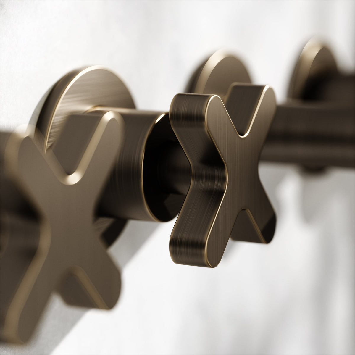 Regal Brushed Bronze Crosshead Wall Mounted Bath Shower Filler Tap