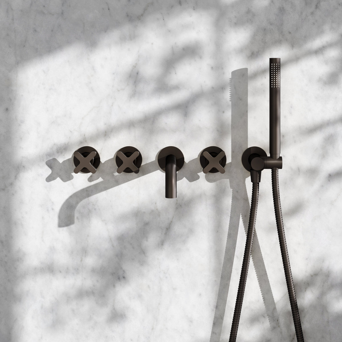 Regal Deep Bronze Crosshead Wall Mounted Bath Shower Filler Tap