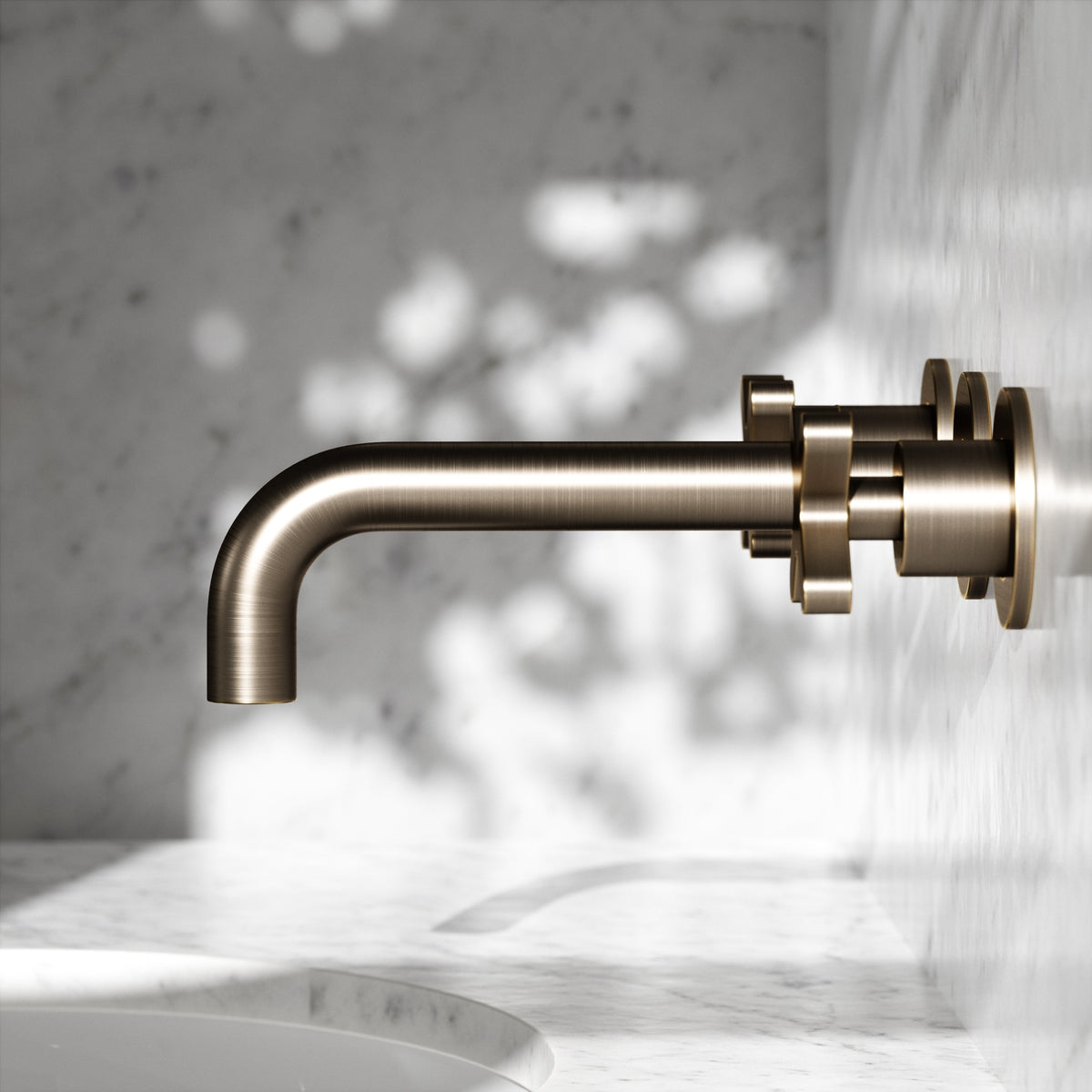 Regal Brushed Bronze Crosshead Wall Mounted Basin Mixer Tap