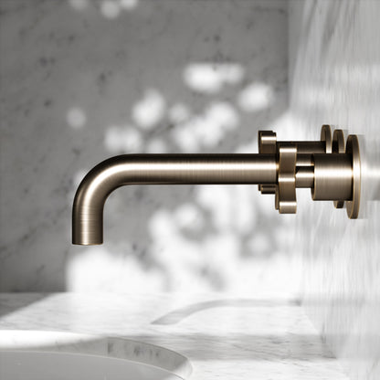 Regal Brushed Bronze Crosshead Wall Mounted Basin Mixer Tap