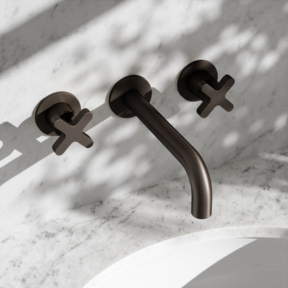 Regal Deep Bronze Crosshead Wall Mounted Basin Mixer Tap