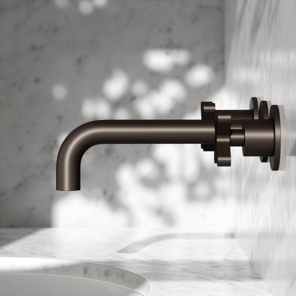 Regal Deep Bronze Crosshead Wall Mounted Basin Mixer Tap