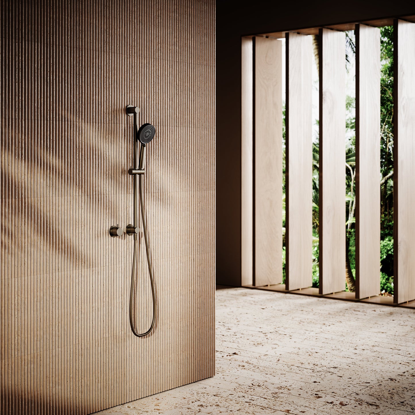 Revive Brushed Bronze Shower Riser Kit with Valve