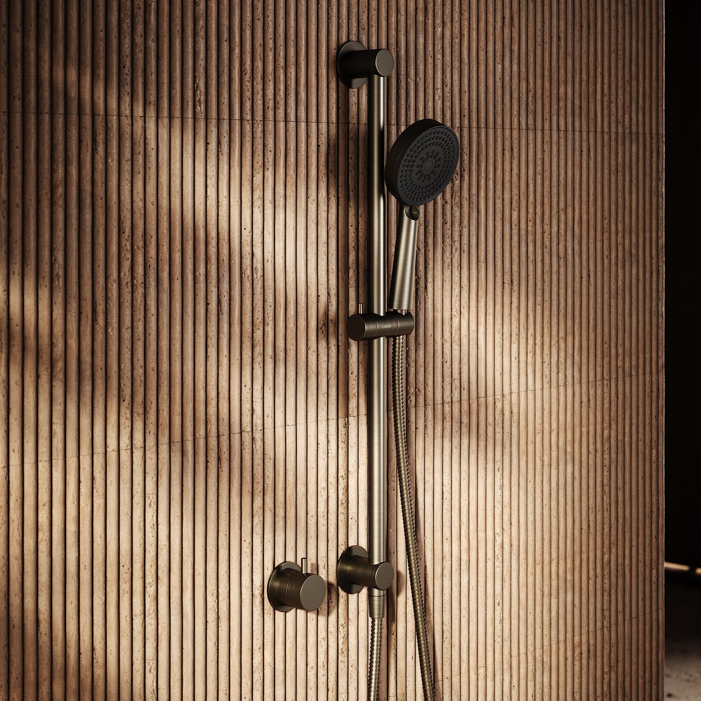 Revive Brushed Bronze Shower Riser Kit with Valve