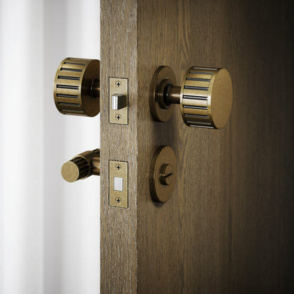 Royal Ascot Aged Bronze Deep Flute Bathroom WC Knob & Round Thumbturn Set