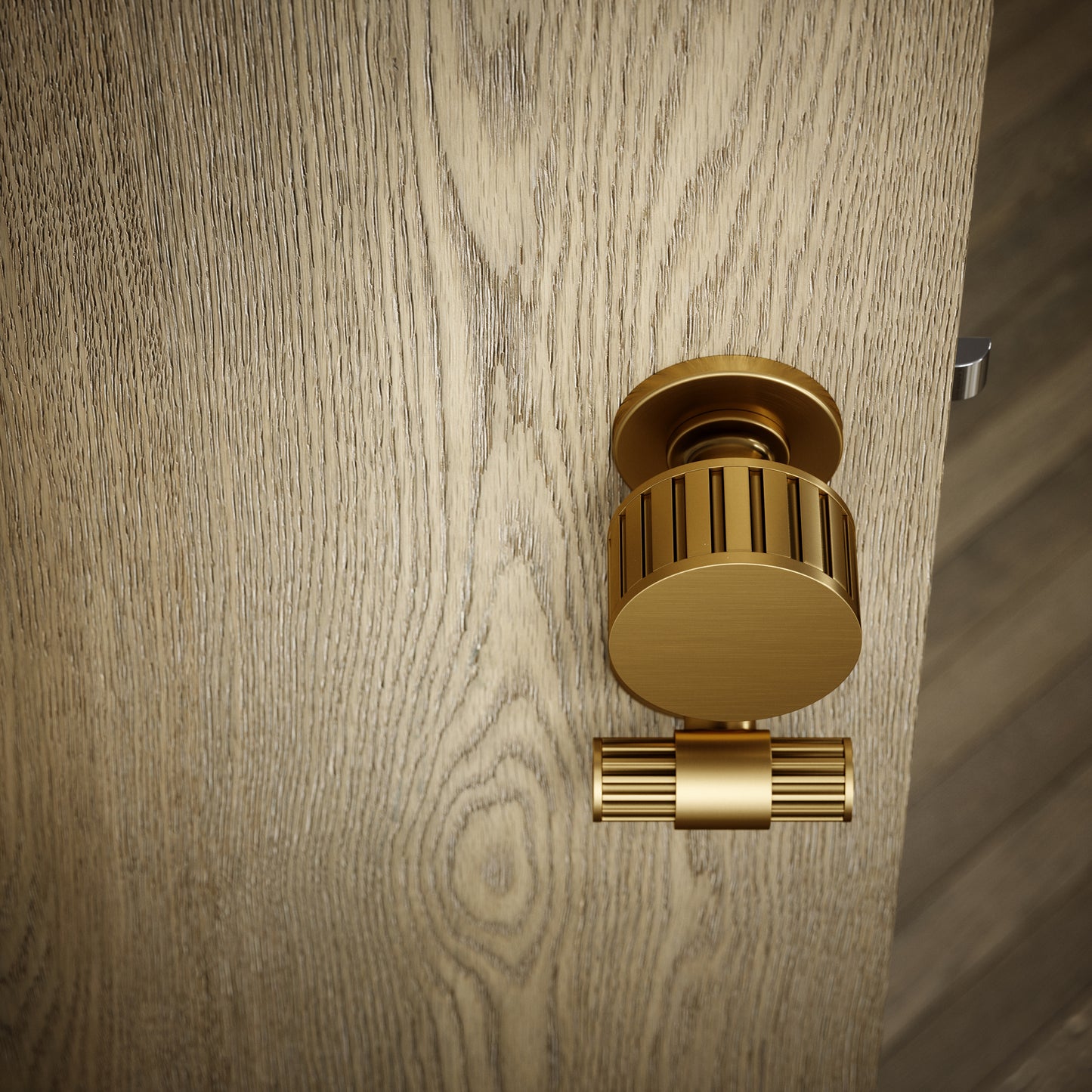Royal Ascot Brushed Gold Deep Flute Bathroom WC Knob & Round Thumbturn Set