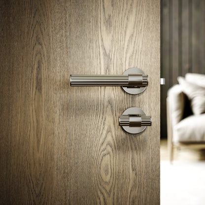 Royal Oak Polished Nickel Deep Flute Bathroom WC Handle & Round Thumbturn Set