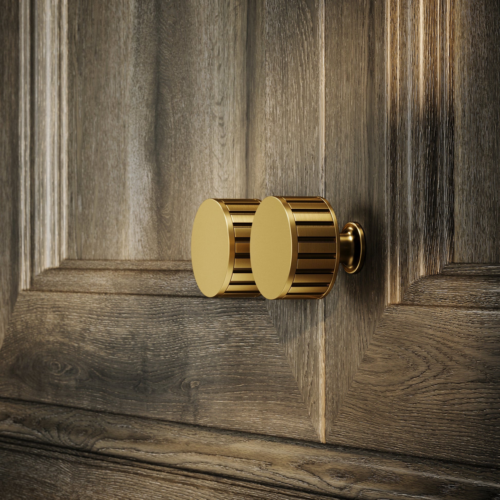Royal Oak Brushed Gold Deep Flute Cabinet Door Knob