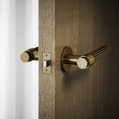 Royal Oak Aged Bronze Deep Flute Lever Door Handles