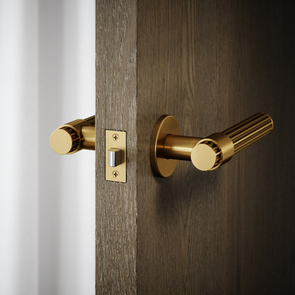 Royal Oak Brushed Gold Deep Flute Lever Door Handles