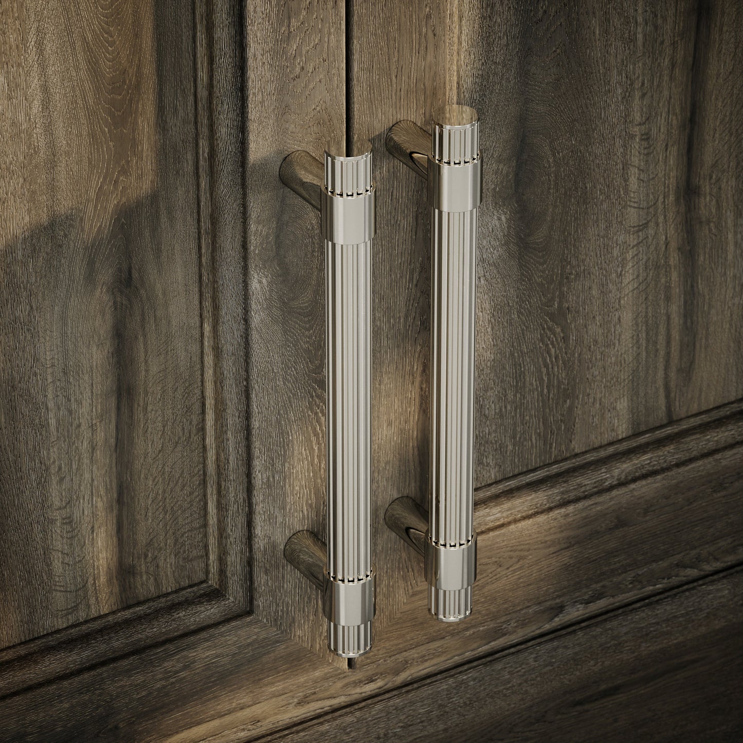Royal Oak Polished Nickel Deep Flute Pull Bar Handle 250mm