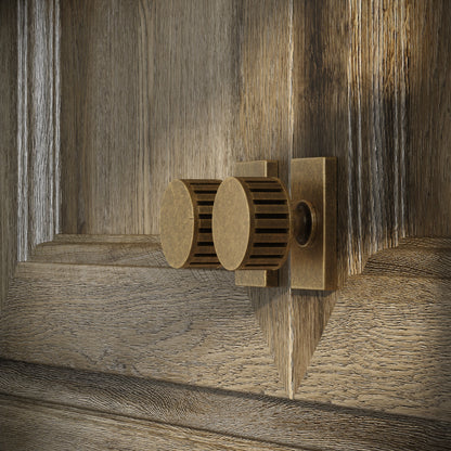 Royal Oak Plate Aged Bronze Deep Flute Cabinet Door Knob
