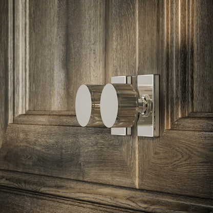 Royal Oak Plate Polished Nickel Deep Flute Cabinet Door Knob