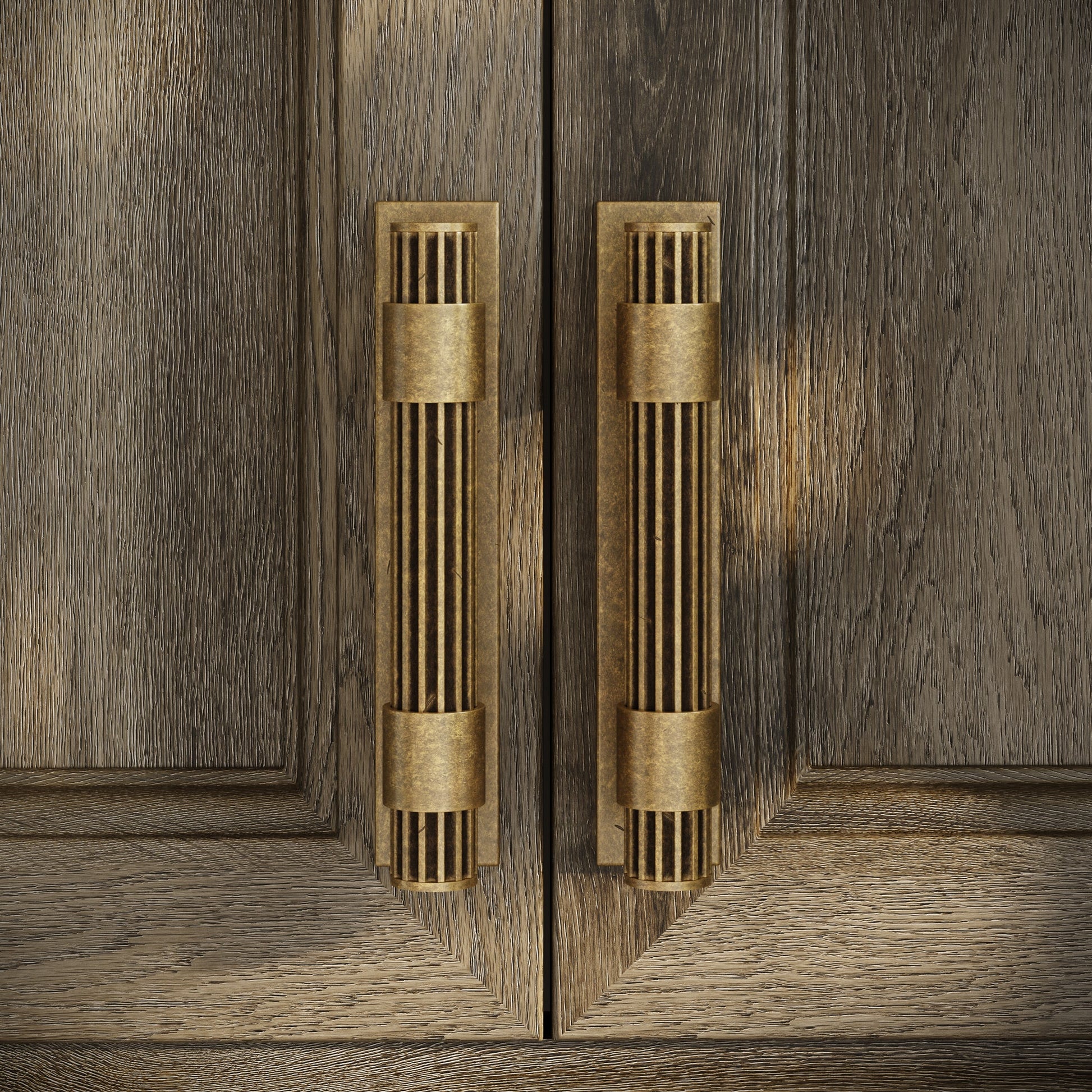 Royal Oak Plate Aged Bronze Deep Flute Pull Bar Handle 150mm
