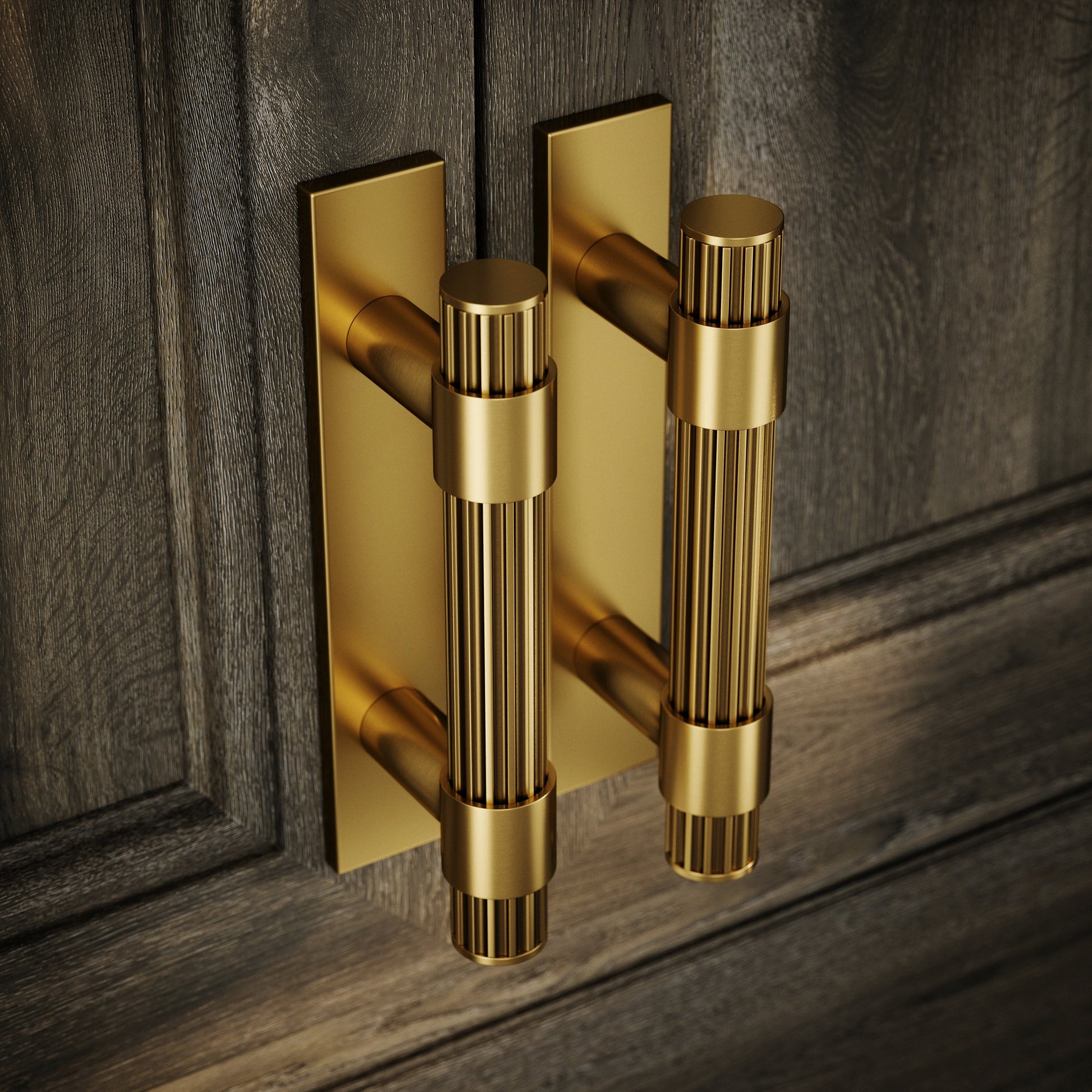 Royal Oak Plate Brushed Gold Deep Flute Pull Bar Handle 150mm