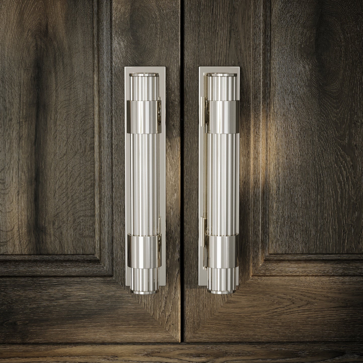 Royal Oak Plate Polished Nickel Deep Flute Pull Bar Handle 150mm