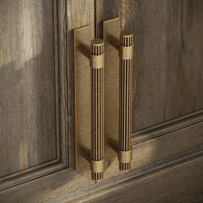 Royal Oak Plate Aged Bronze Deep Flute Pull Bar Handle 250mm