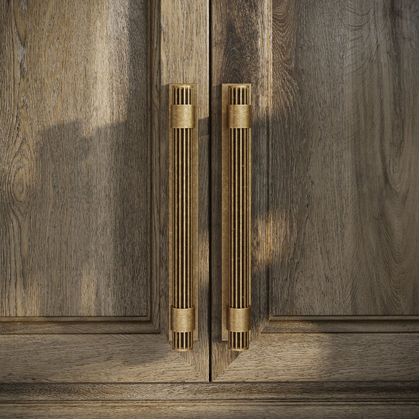 Royal Oak Plate Aged Bronze Deep Flute Pull Bar Handle 250mm