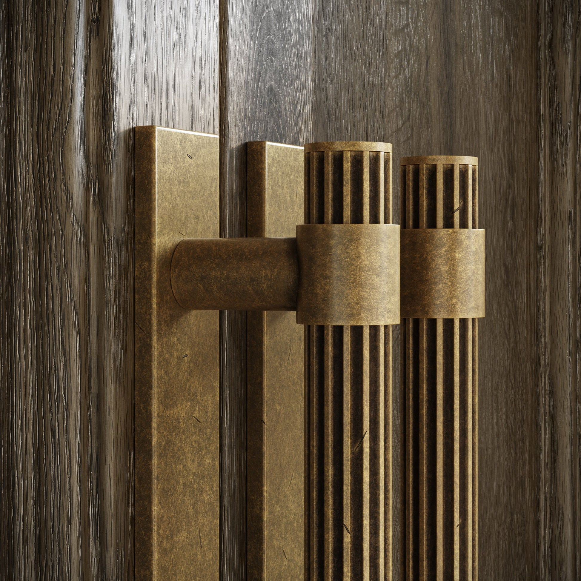Royal Oak Plate Aged Bronze Deep Flute Pull Bar Handle 250mm