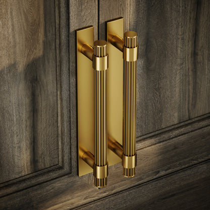 Royal Oak Plate Brushed Gold Deep Flute Pull Bar Handle 250mm