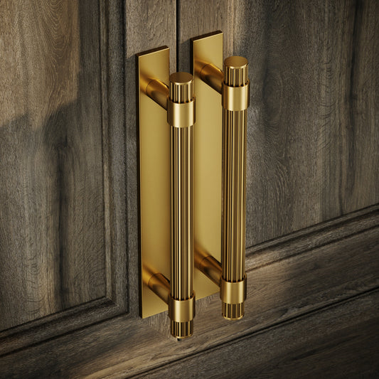 Royal Oak Plate Brushed Gold Deep Flute Pull Bar Handle 250mm