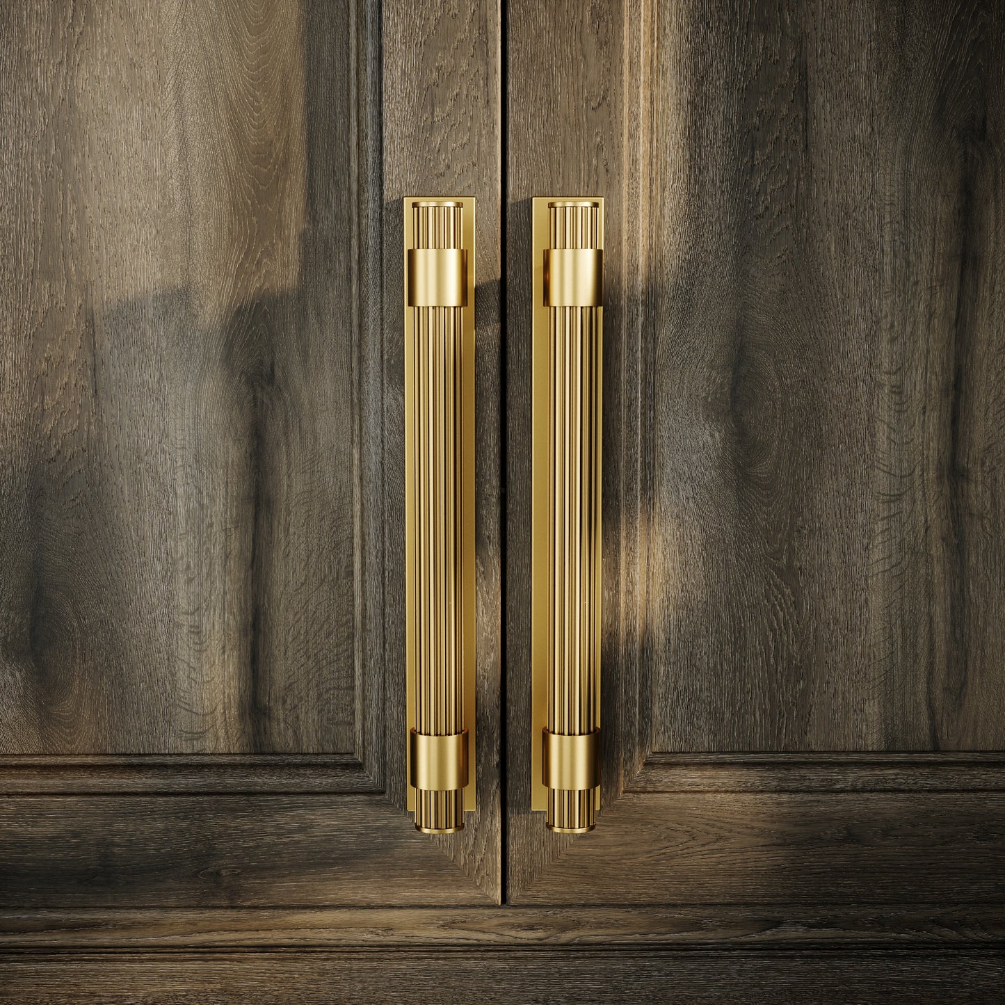 Royal Oak Plate Brushed Gold Deep Flute Pull Bar Handle 250mm