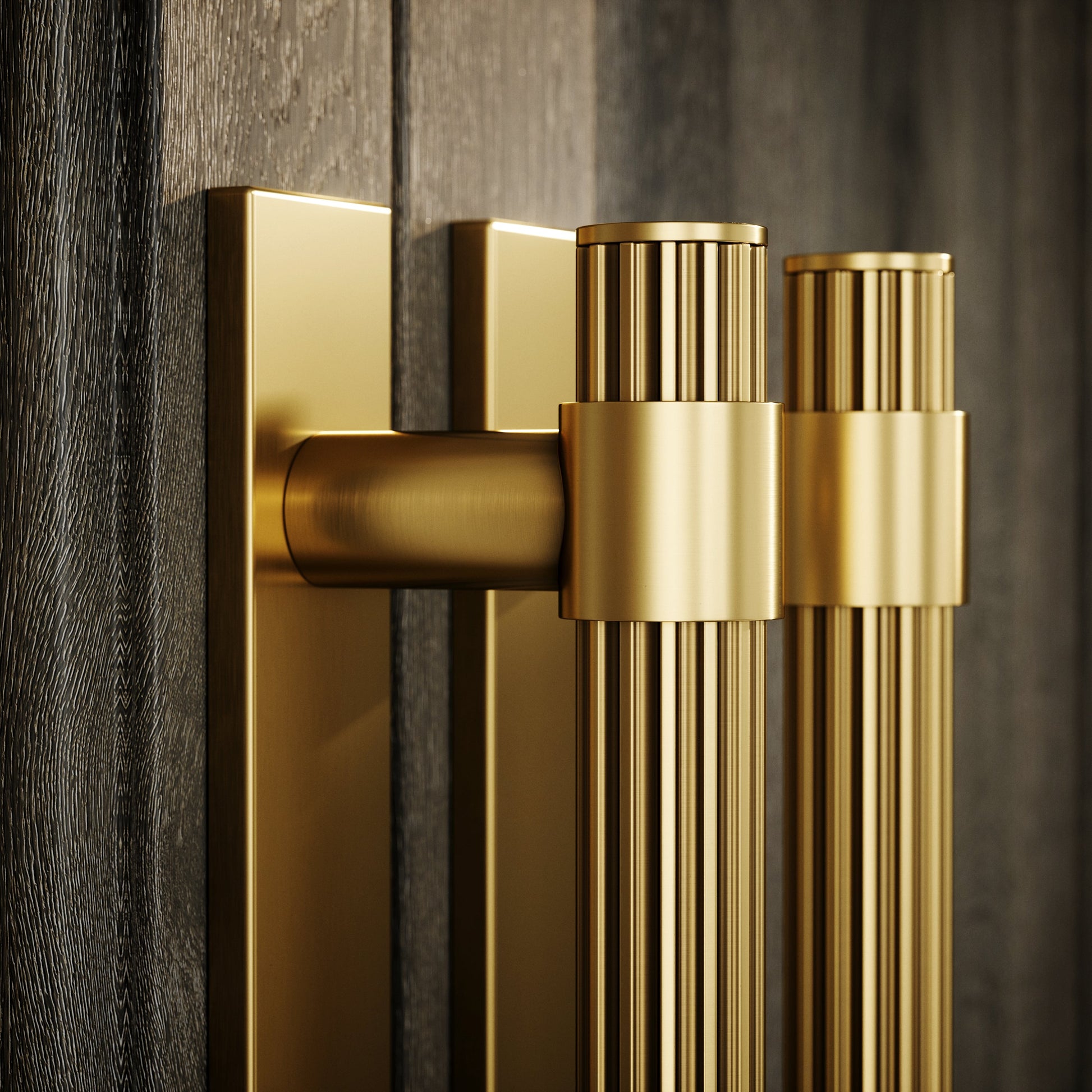 Royal Oak Plate Brushed Gold Deep Flute Pull Bar Handle 250mm