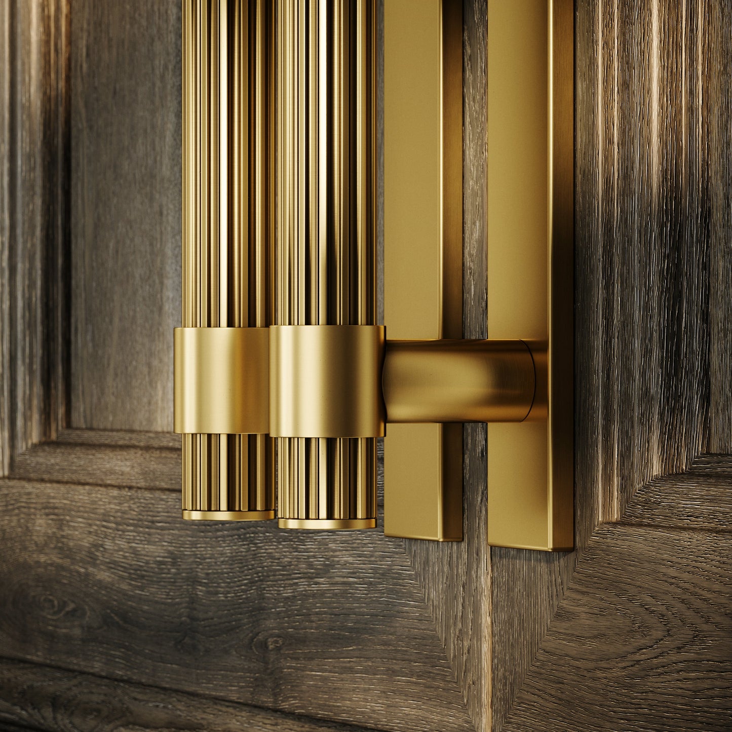 Royal Oak Plate Brushed Gold Deep Flute Pull Bar Handle 250mm