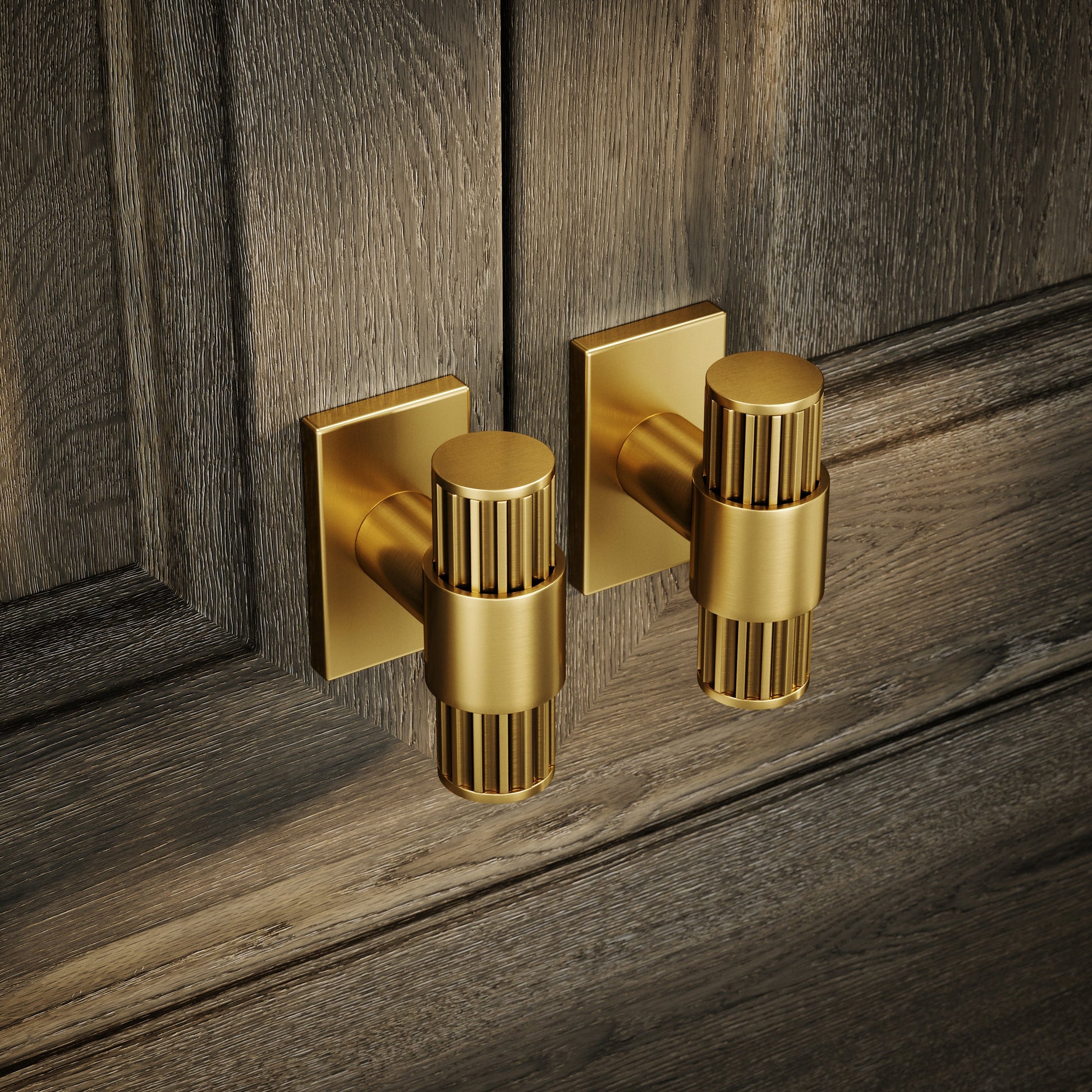 Royal Oak Plate Brushed Gold Deep Flute T-Bar Cabinet Door Handle