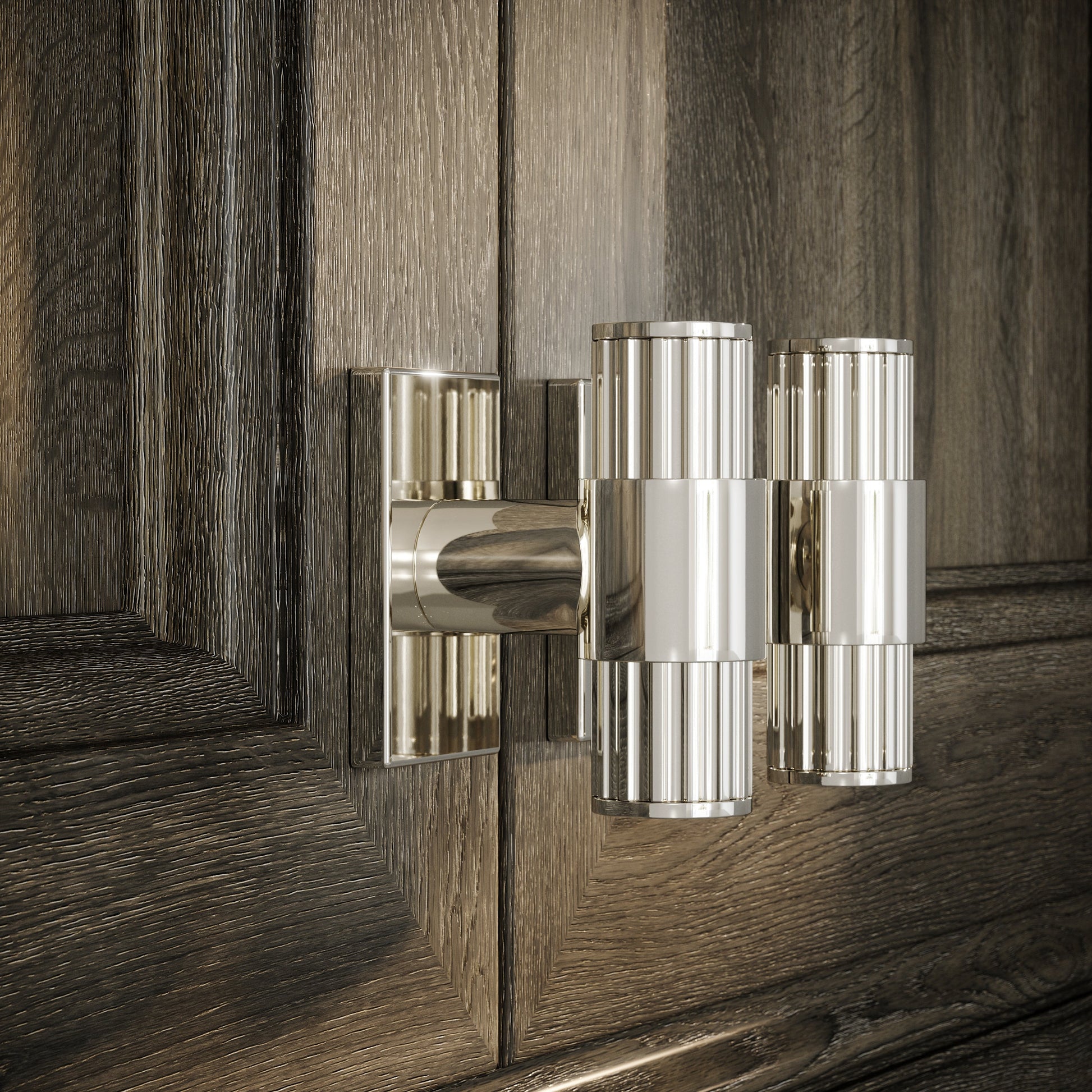 Royal Oak Plate Polished Nickel Deep Flute T-Bar Cabinet Door Handle
