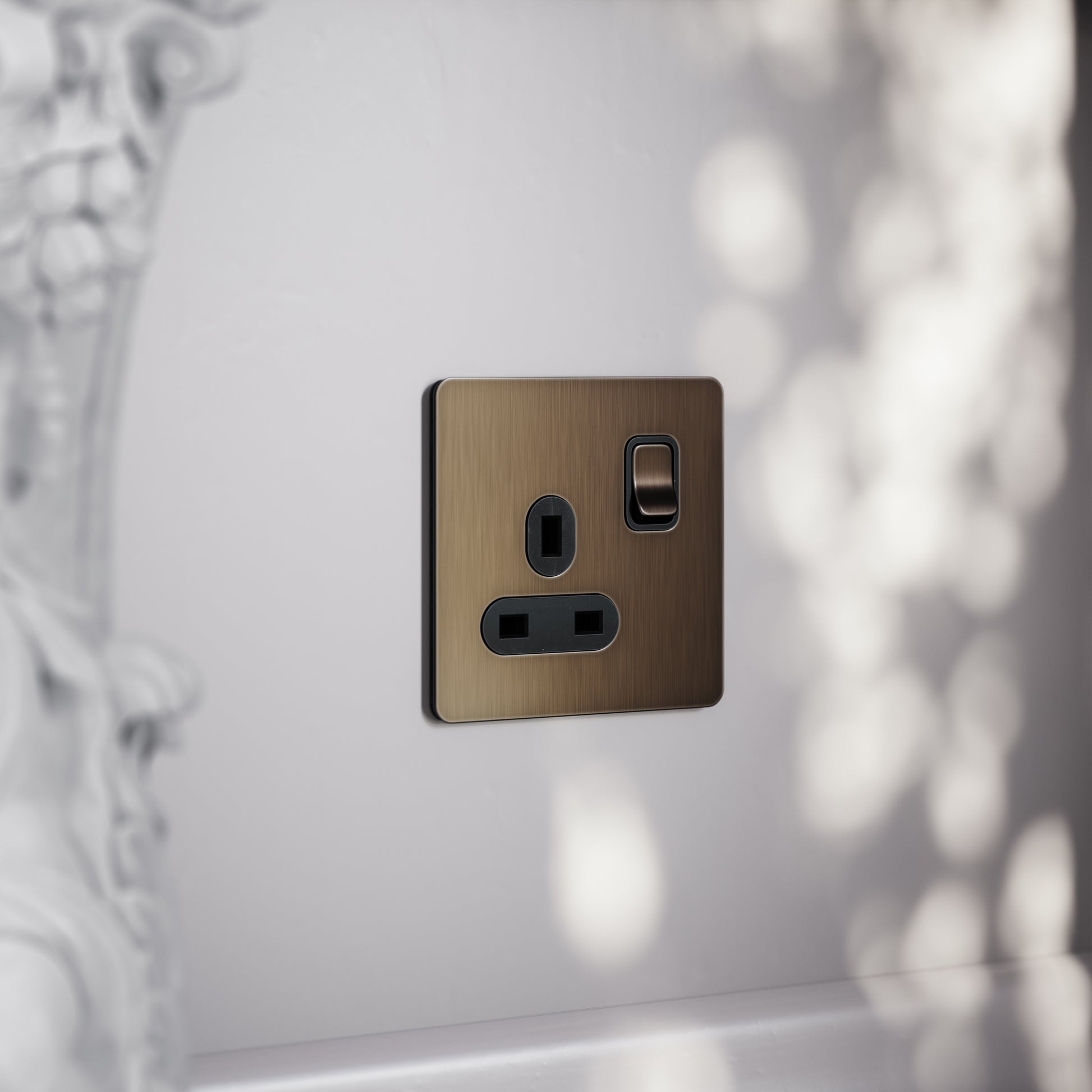 SlimTech Collection Brushed Bronze 1 Gang 13A Socket