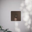 SlimTech Collection Brushed Bronze 1 Gang 2 Way Switch