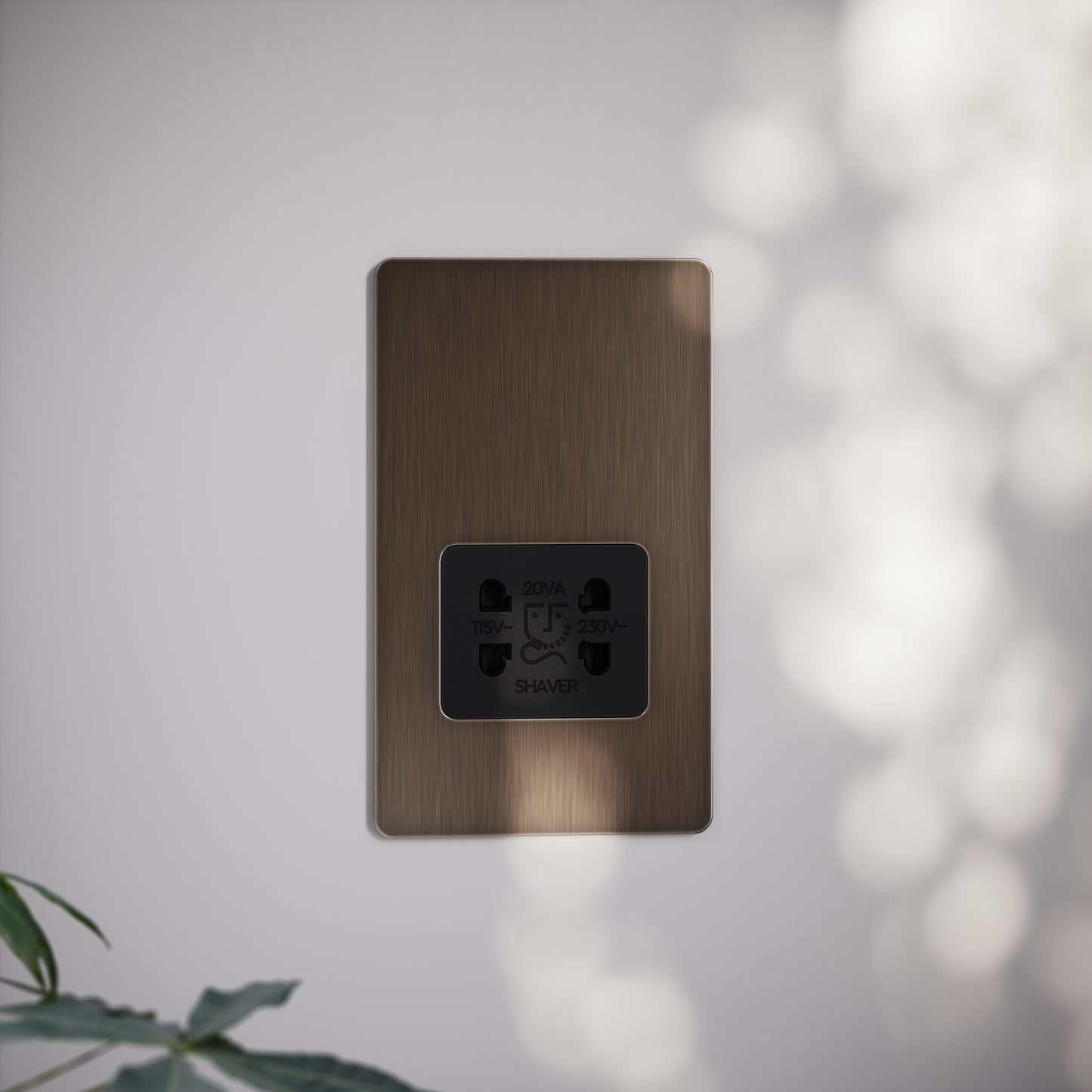 SlimTech Collection Brushed Bronze Shaver Socket