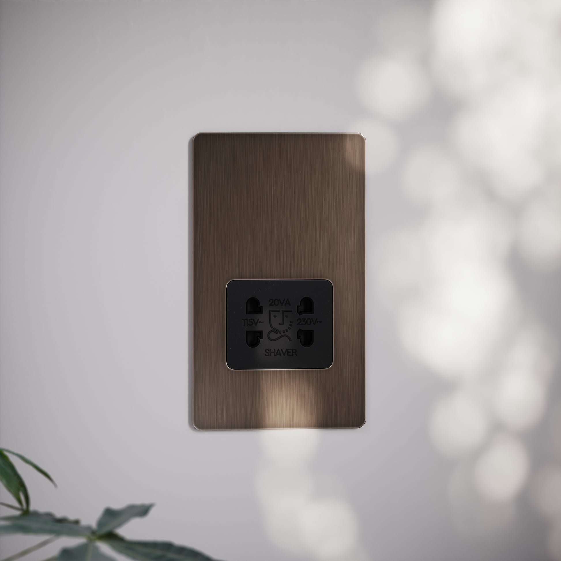 SlimTech Collection Brushed Bronze Shaver Socket