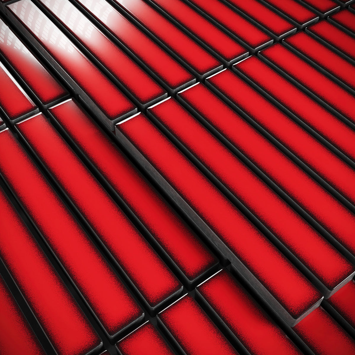 Ruby Tiles Pattern Stick Mosaic Ruby Spark Red Glazed Porcelain Tile Sample - LUSSO