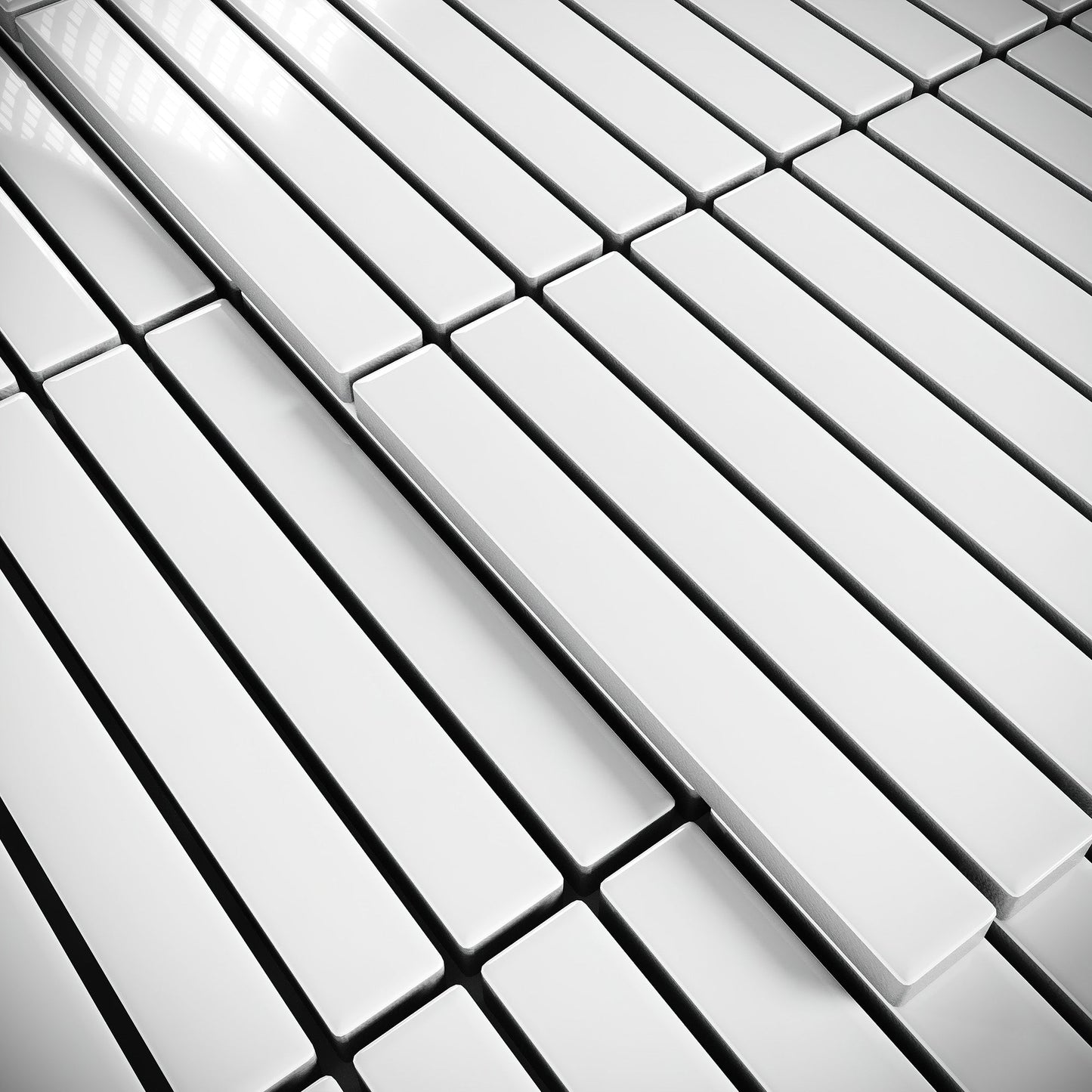 Stick Mosaic Snow Pearl White Glazed Porcelain Tile Sample