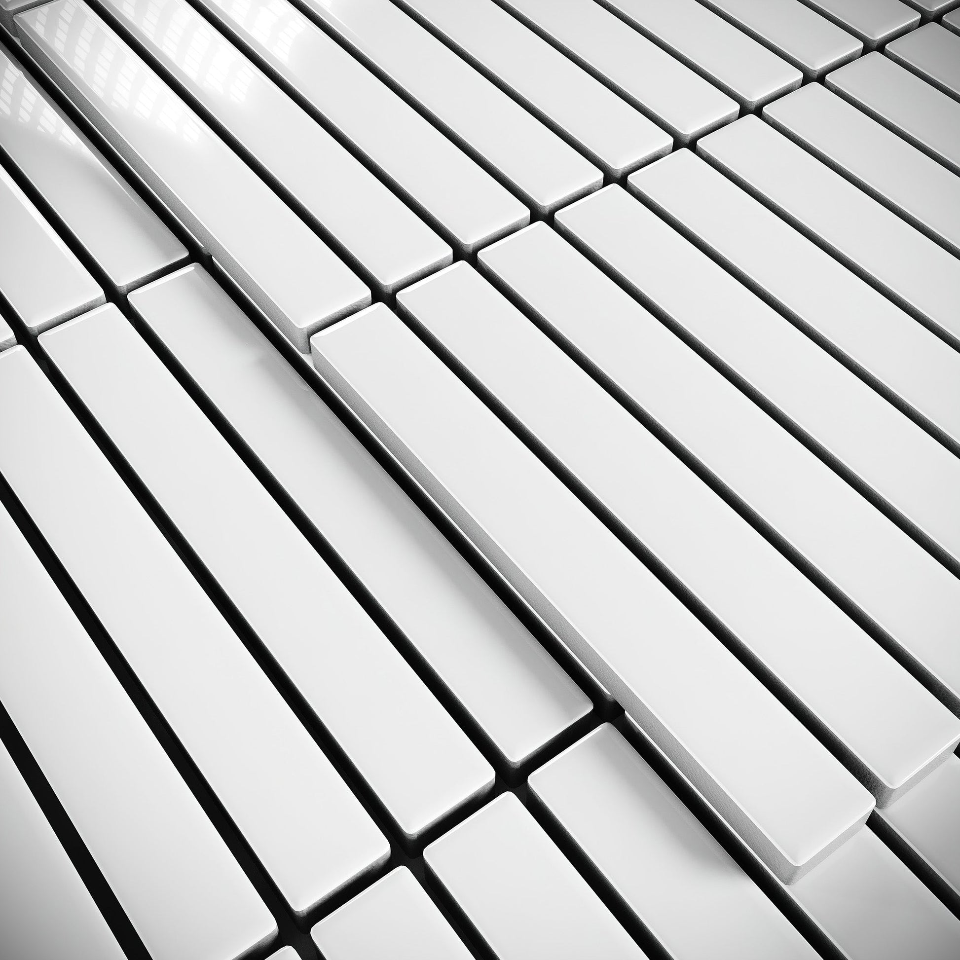 Stick Mosaic Snow Pearl White Glazed Porcelain Tile Sample