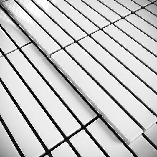 Stick Mosaic Snow Pearl White Glazed Porcelain Tile Sample