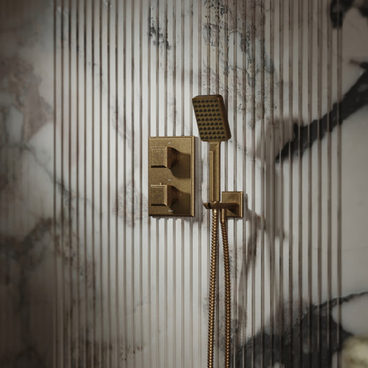 Baroque Aged Bronze Thermostatic Shower with Handheld