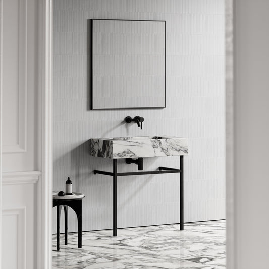 Vernante Arabescato Marble Matte Black Vanity Unit 800mm