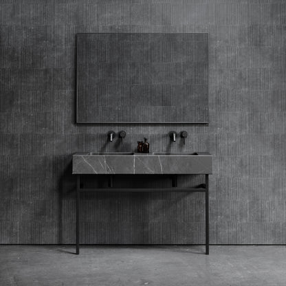 Vernante Pietra Grey Marble Matte Black Vanity Unit 1200mm