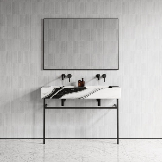 Vernante Panda Marble Matte Black Vanity Unit 1200mm