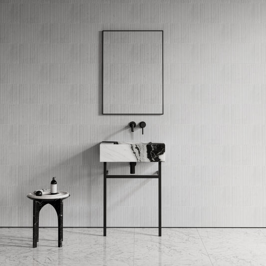 Vernante Panda Marble Matte Black Vanity Unit 600mm