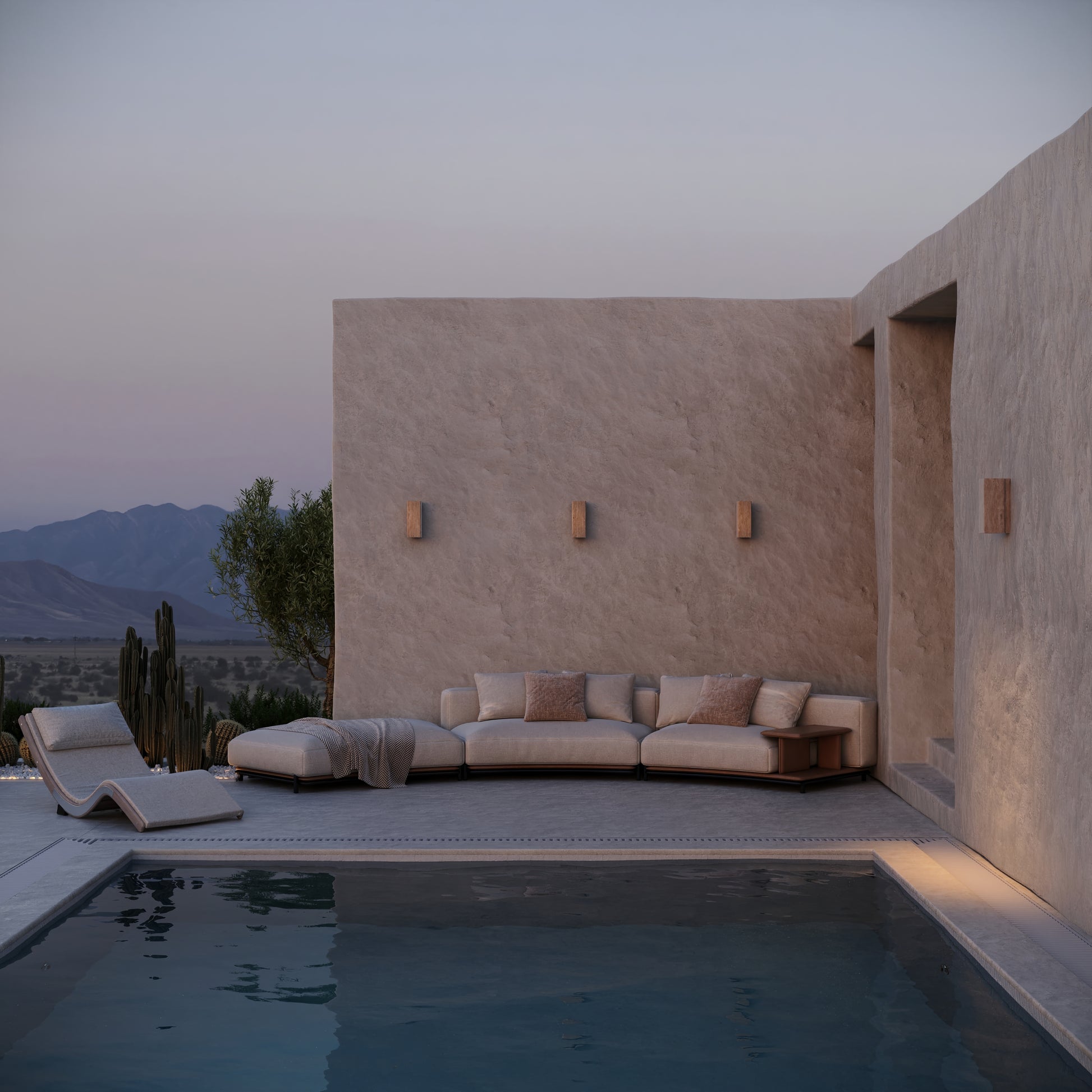 Vento Travertine Round Wall Sconce Light 290mm