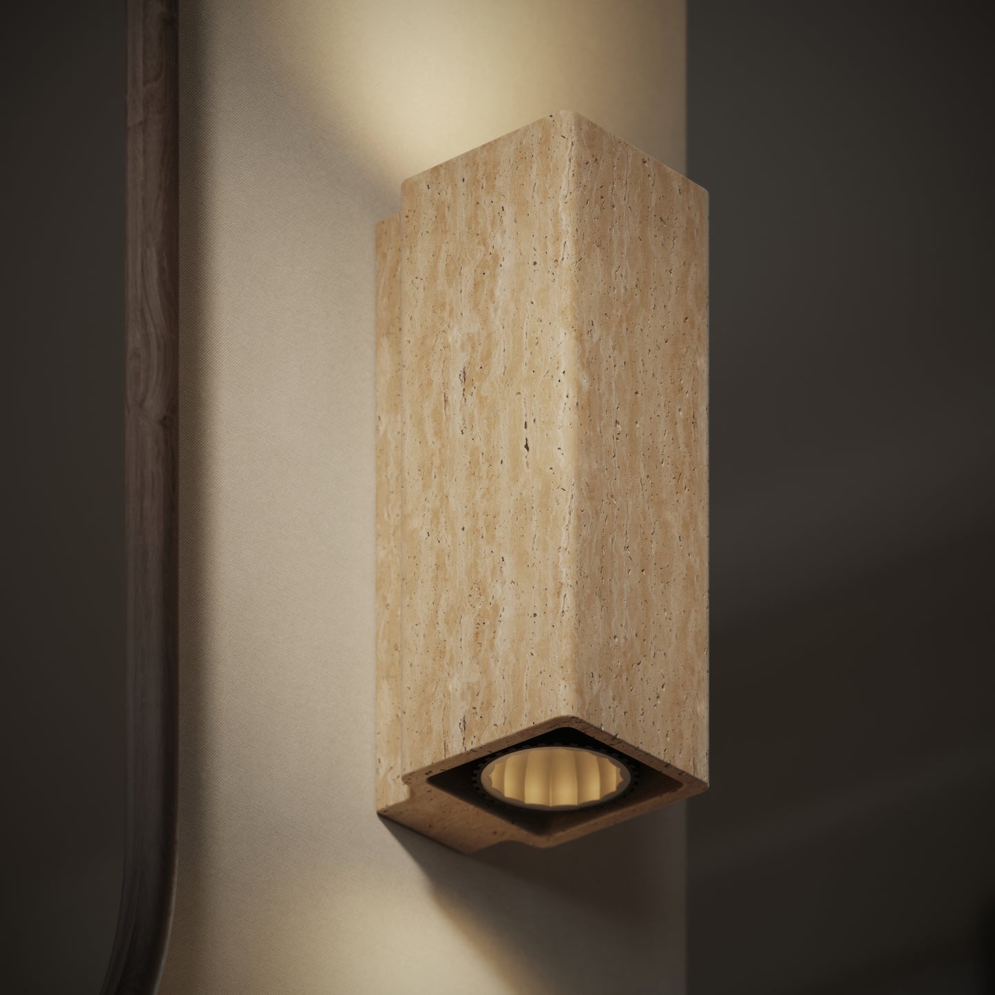 Vento Travertine Round Wall Sconce Light 290mm