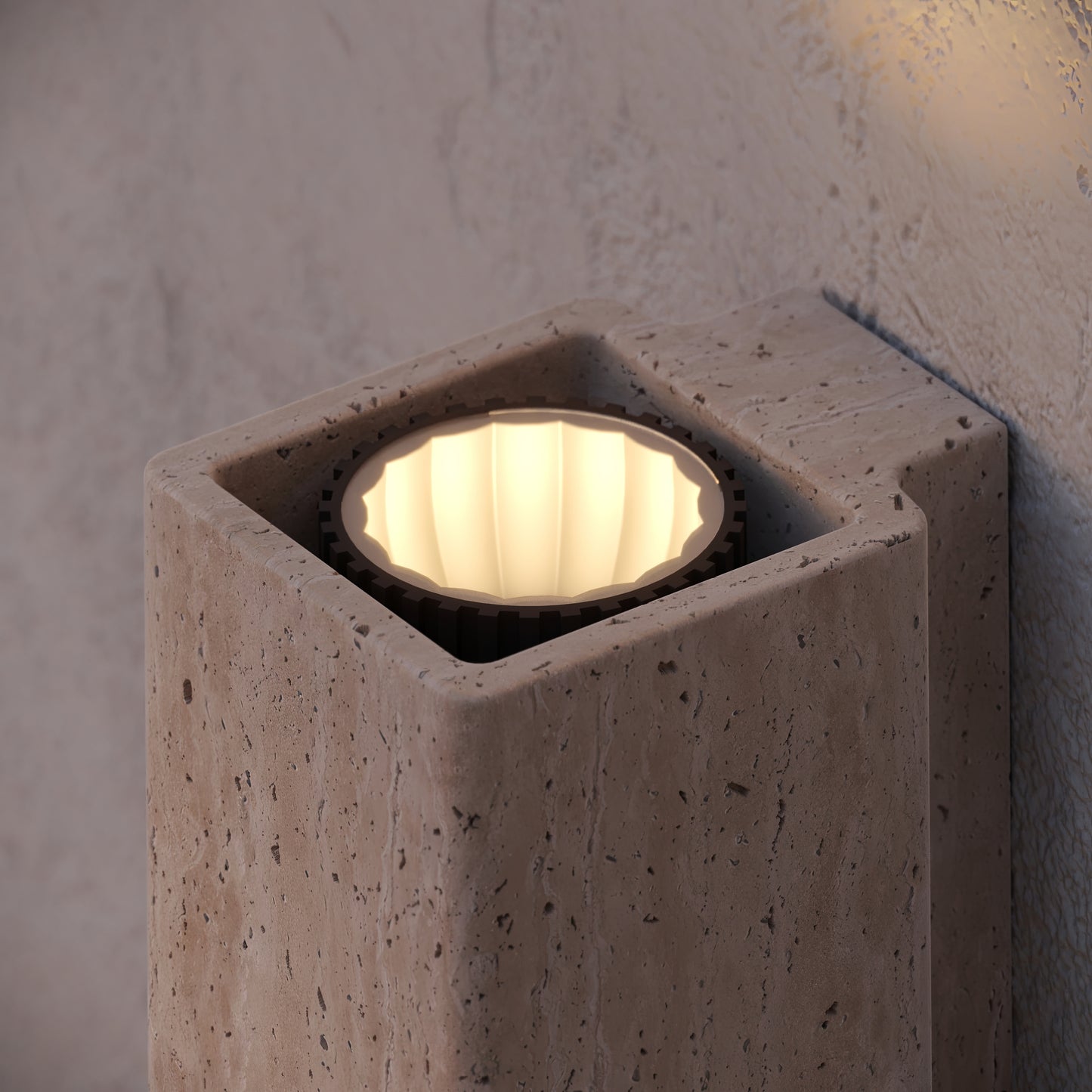 Vento Travertine Round Wall Sconce Light 290mm